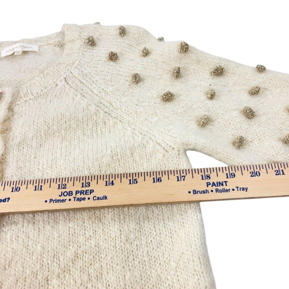 LoveShackFancy Nuri Boyfriend Cardigan Womens Size S Mohair Wool Blend Cream - Picture 8 of 10